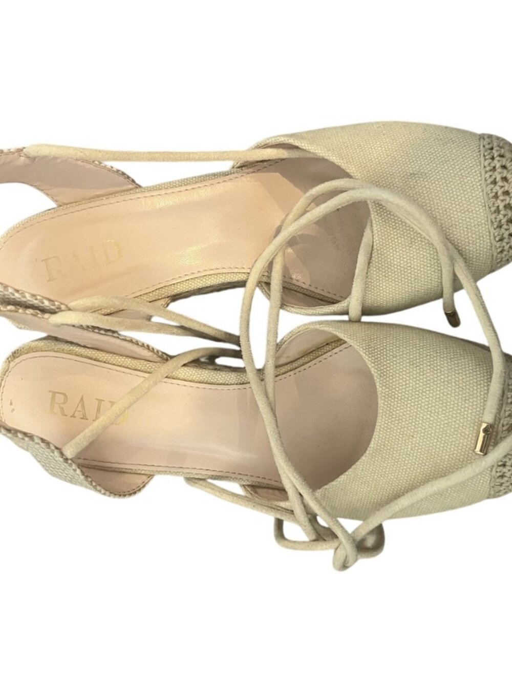 ASOS Size 8 Ivory Canvas Lace-Up Espadrille Platform Wedges